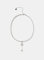 Pearl Drop Mesh Collar Necklace