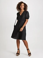 Robe midi boutonnée en mélange de lin
