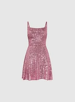 Square Neck Sequin Dress