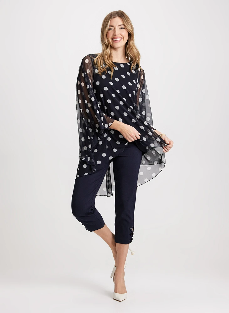 Blouse poncho à pois et capri à enfiler