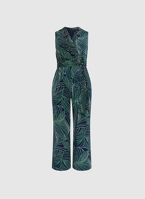 Abstract Leaf Print Jumpsuit