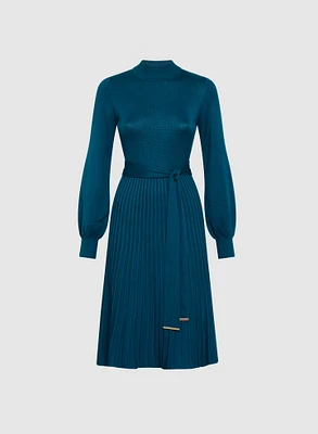 Pleated Skirt Sweater Dress