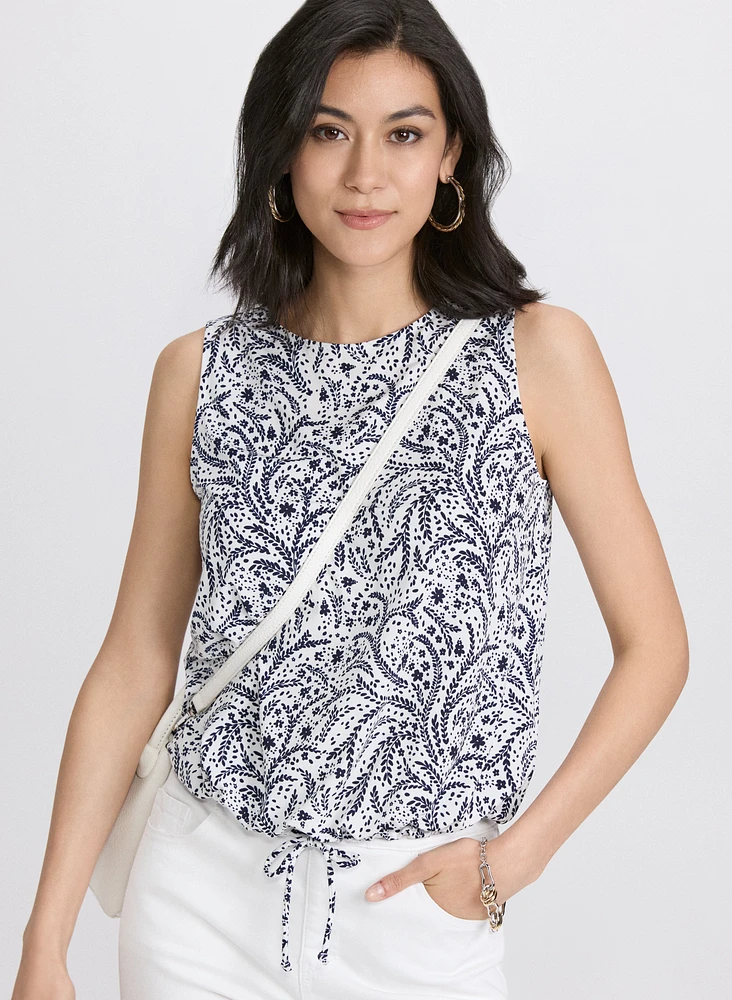 Printed Drawstring Top