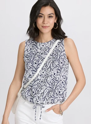 Printed Drawstring Top