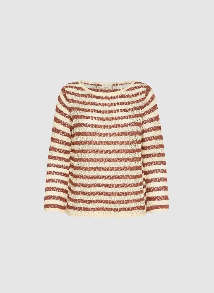 Striped Open Weave Sweater