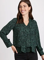 Swirl Print Crepe Blouse