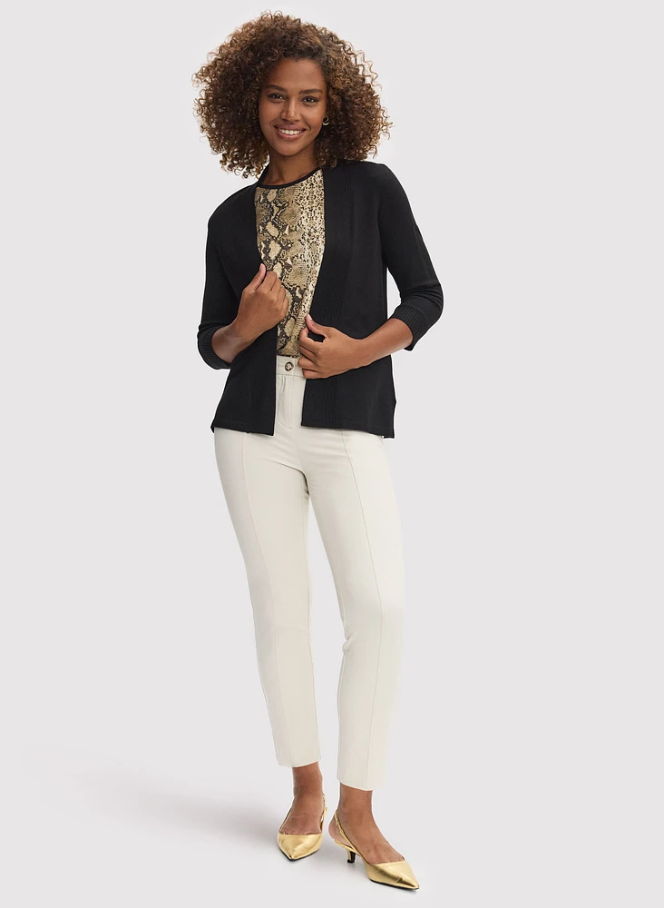 Pointelle Stitch Cardigan & Ankle-Length Pants