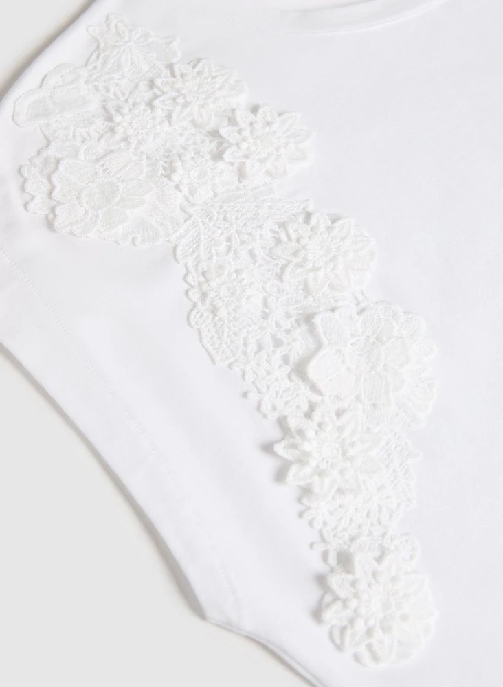 T-shirt à appliqués floraux