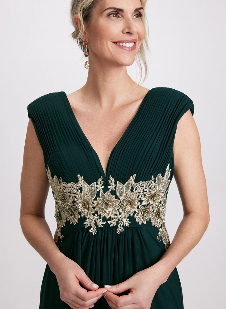Robe maxi à appliqué de broderies