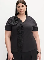 Melanie Lyne - Frilled Rosette Appliqué Top