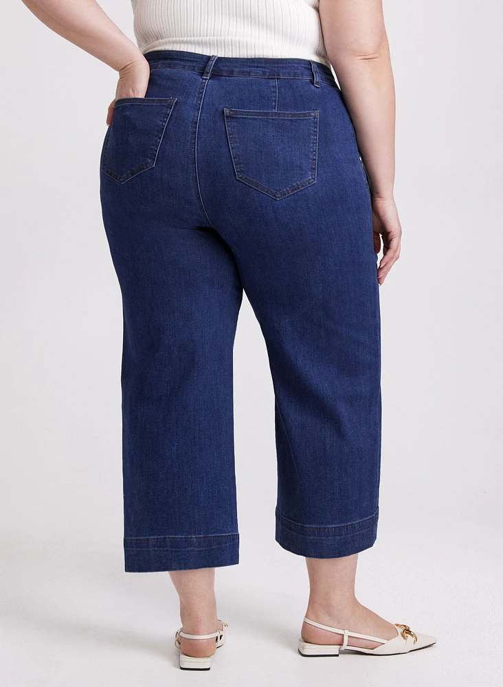 Wide-Leg Capri Jeans