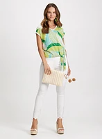 Tied-Hem Leaf Print Top