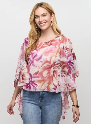 Blouse fleurie à manches évasées