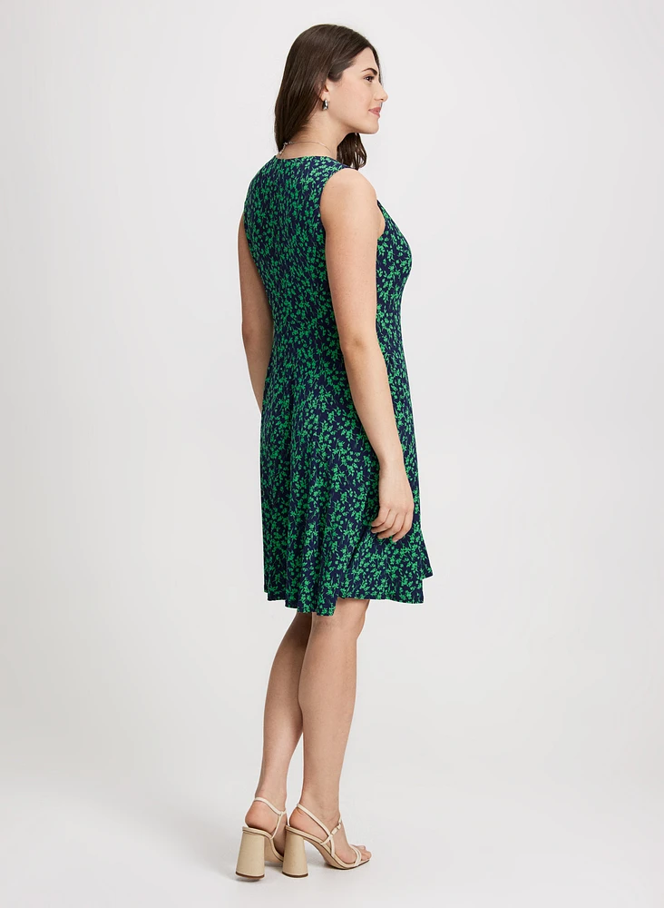 Sleeveless V-Neck Floral Dress