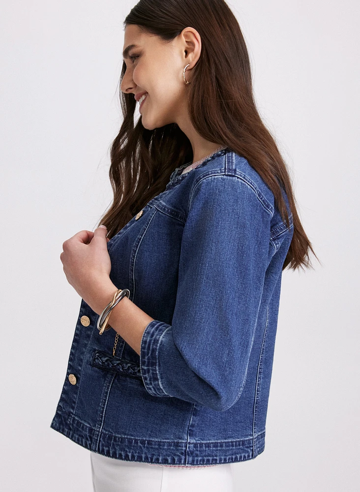 Braided Trim Denim Jacket