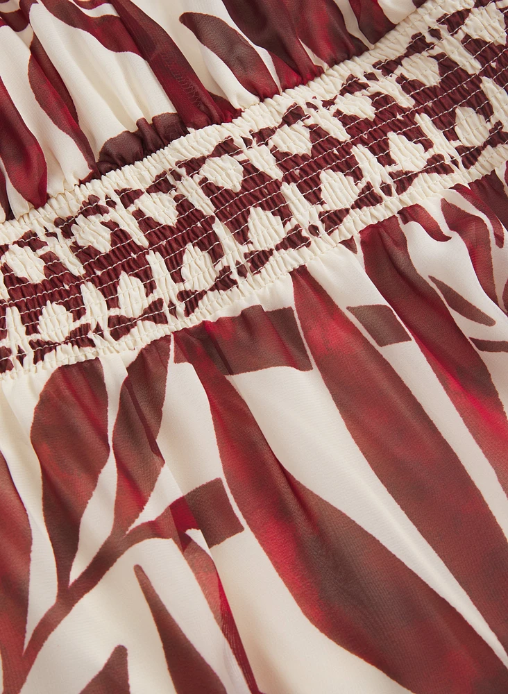 Leaf Print Maxi Dress