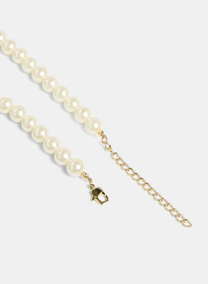 Metallic Bead & Pearl Necklace