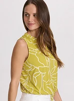 Sketch Leaf Print Top