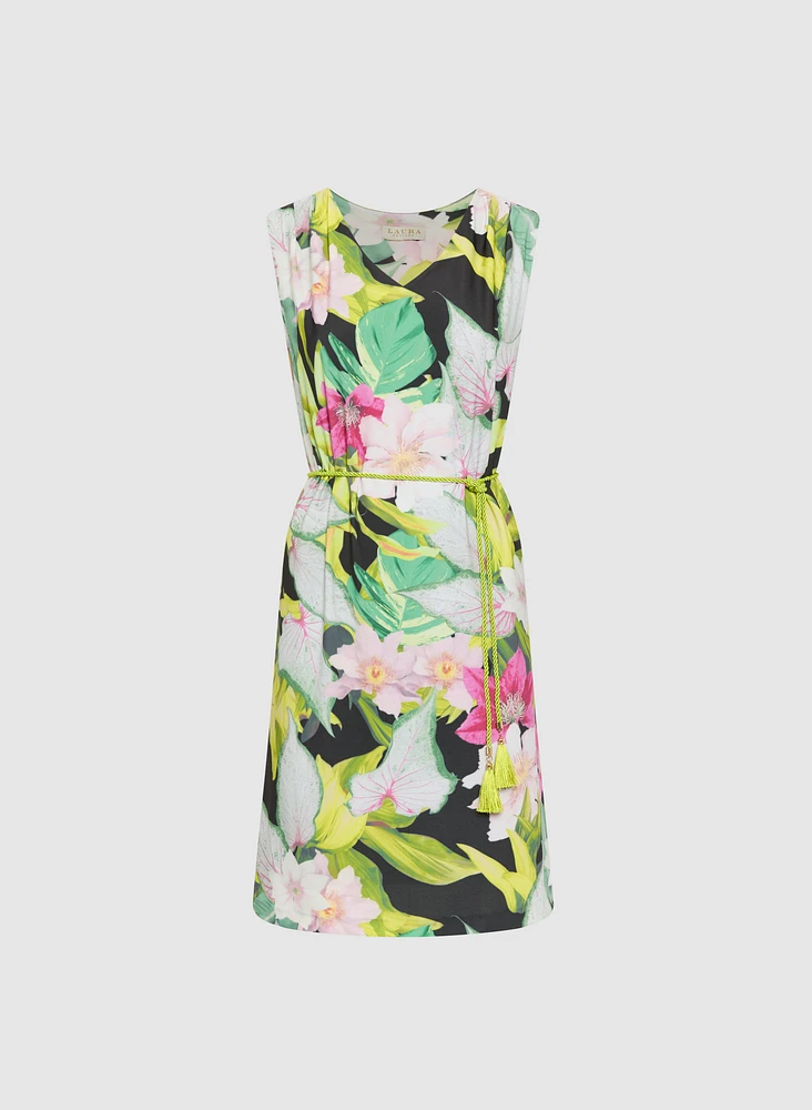 Robe florale à ceinture torsadée