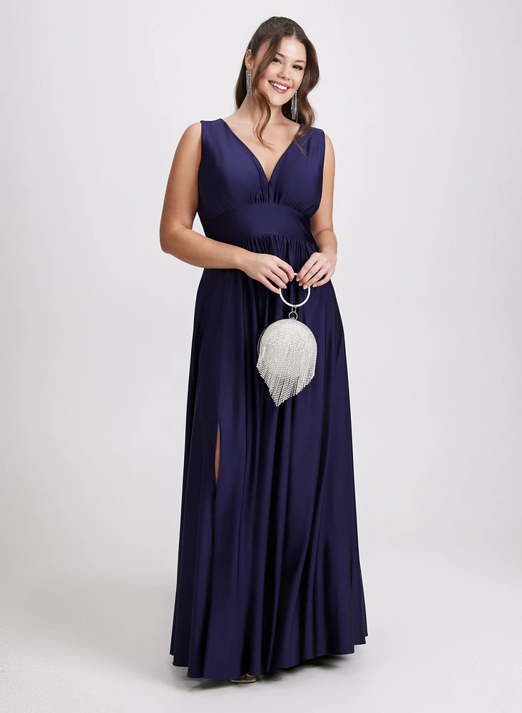 Plunging Neckline Maxi Dress