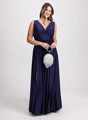 Plunging Neckline Maxi Dress