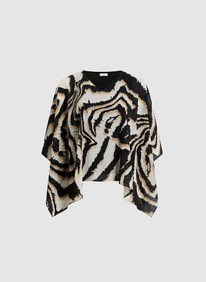 Poncho-Style Animal Print Blouse