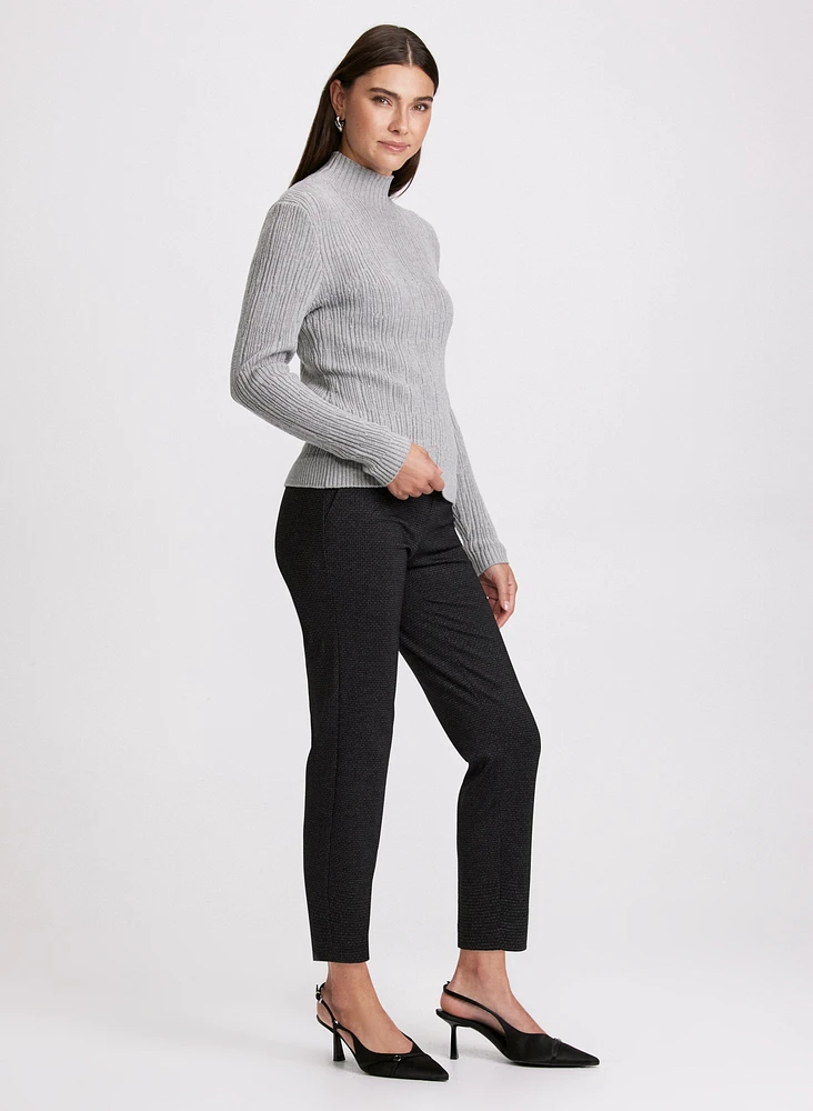 Pantalon Sofia à jambe étroite motif tweed – court