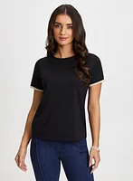 Tee With Metallic Contrast Trim