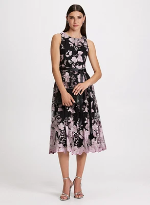 Robe midi à motif floral