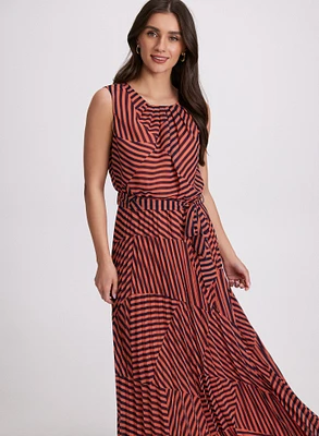 Stripe Chiffon Maxi Dress