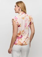 Blouse fleurie à volants