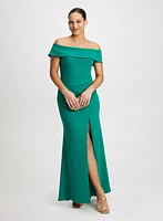 Slitted Off-The-Shoulder Dress