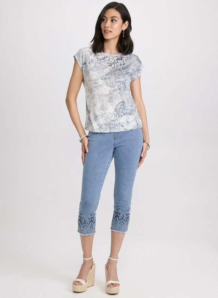 T-shirt chiné à motif paisley