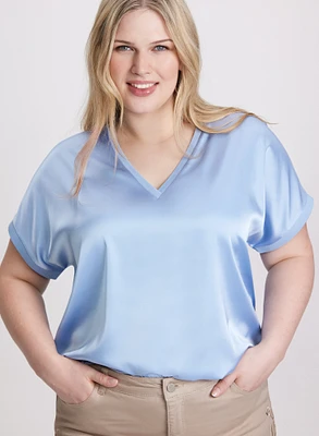 Satin V-Neck Blouse