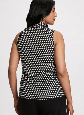 Polka Dot Print Sleeveless Blouse