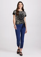 Embroidered Slim-Leg Jeans