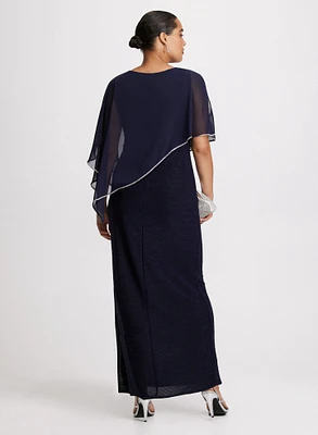 Robe maxi à effet poncho asymétrique