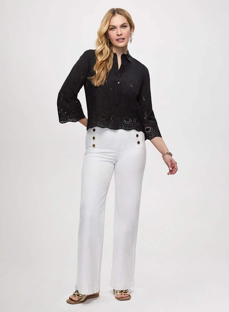 Blouse boutonnée à oeillets