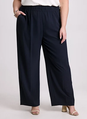 Crinkled Wide-Leg Pants