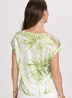 T-shirt tropical à détail en crochet