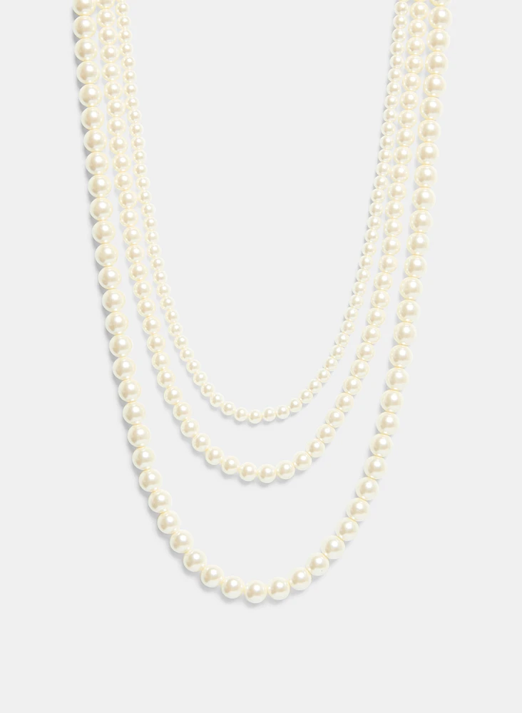 Triple Faux Pearl Necklace