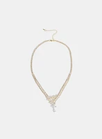 V-Shape Crystal Flower Necklace