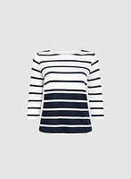 Striped Button Detail Top