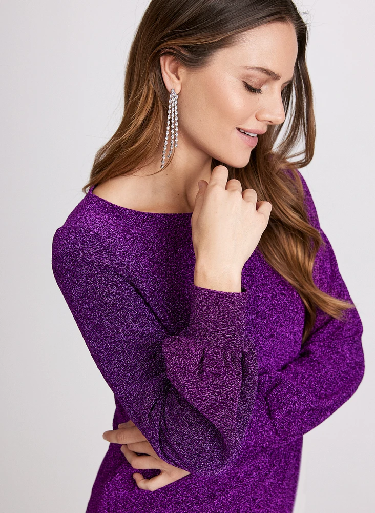 Marled Metallic Knit Top