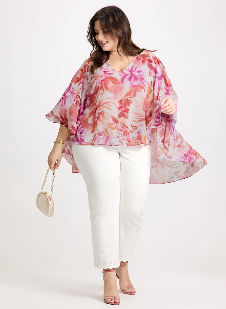Asymmetric Floral Print Blouse