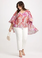 Asymmetric Floral Print Blouse