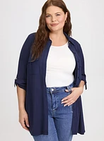 Jersey Button-Down Blouse
