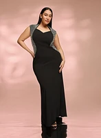 Robe ajustée à pierres effet sablier