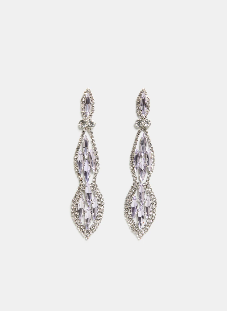 Tiered Linear Crystal Earrings