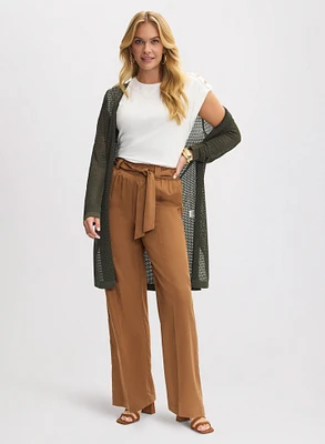 Open-Stitch Cardigan & Tencel Pants